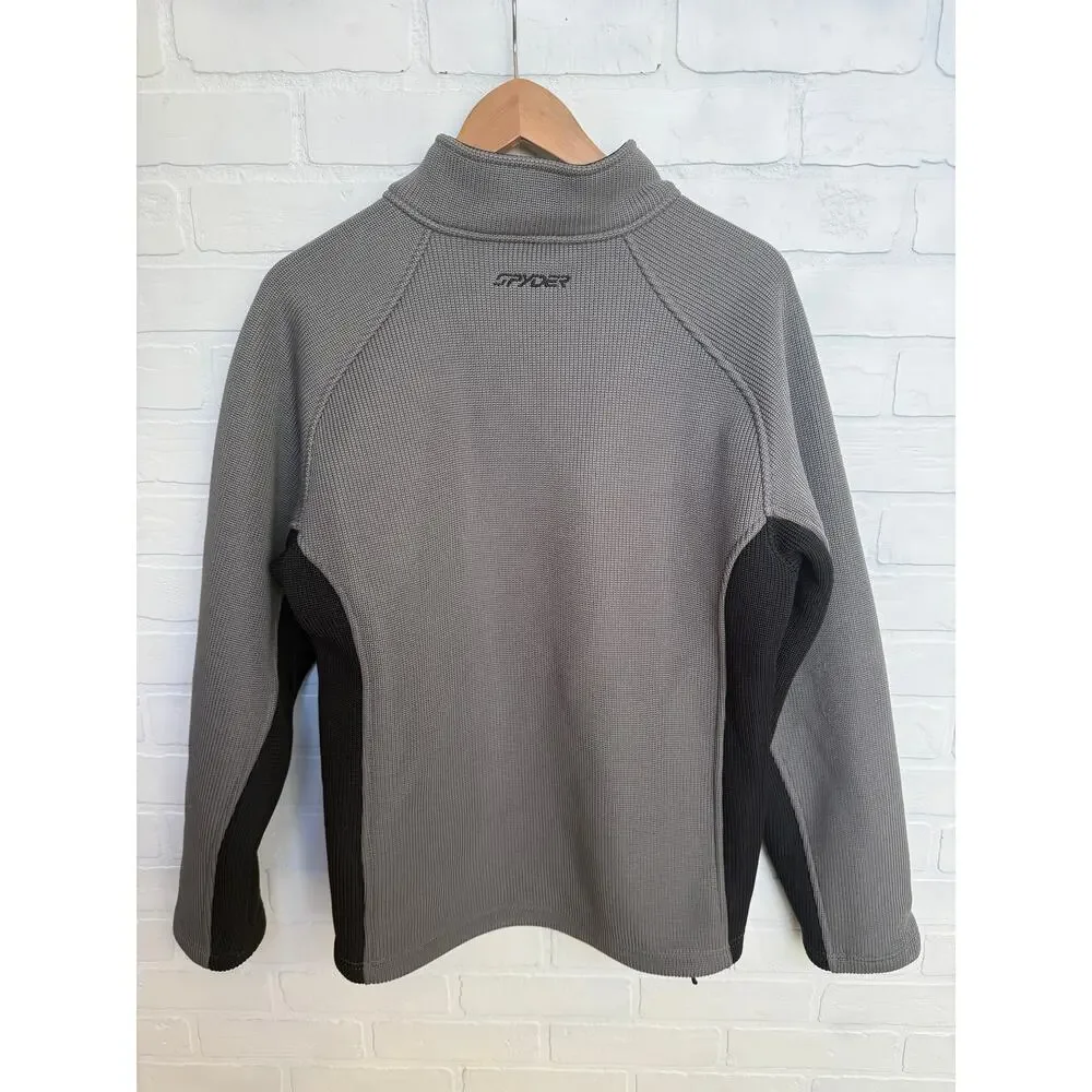 SPYDER Men's Core Sweater Knit Jacket Grey Black Insulated Zipper Pockets sz M